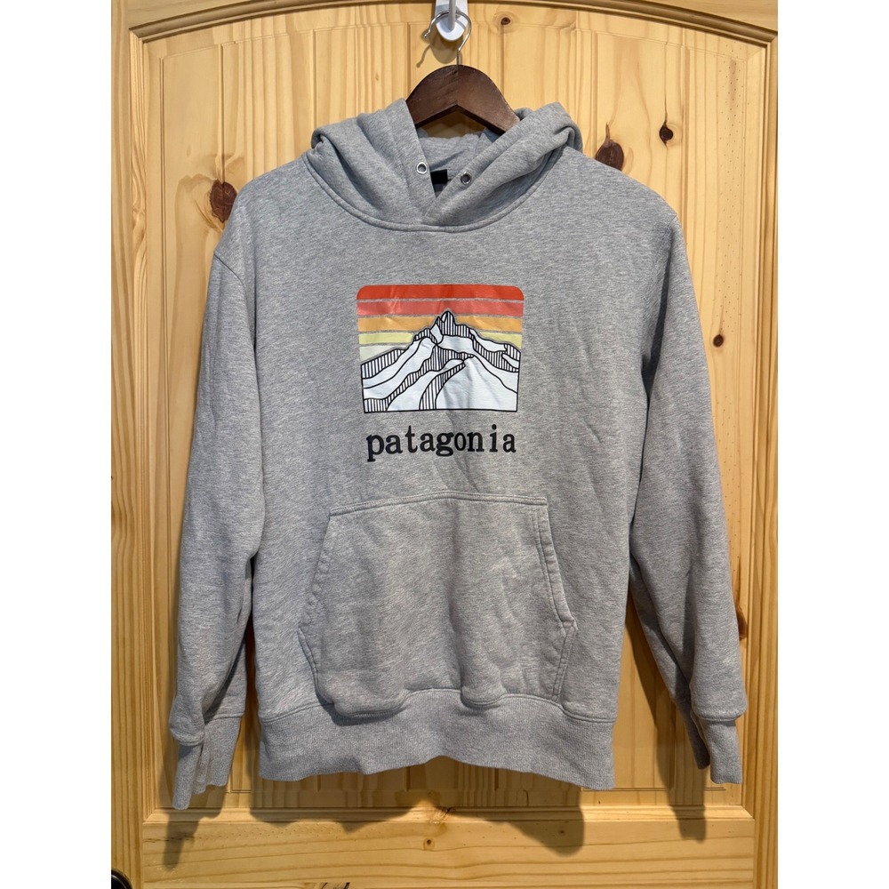 Patagonia Women's Large Heather Gray Mountain Sunset Graphic Pullover Hoodie